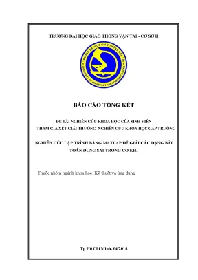 Nghiên Cứu Ứng Dụng Matlab Giải Bài Toán Dung Sai Trong 