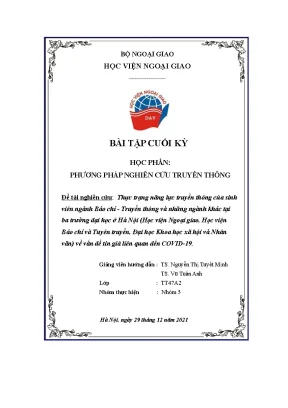 Năng Lực Truyền Thông Của Sinh Viên Ngành Báo Chí Đối 