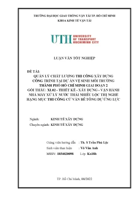 Quản Lý Chất Lượng Thi Công Xây Dựng Tại Dự Án Vệ Sinh