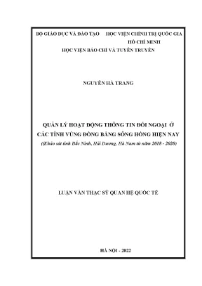 Quản Lý Hoạt Động Thông Tin Đối Ngoại Tại Các Tỉnh Đồng 