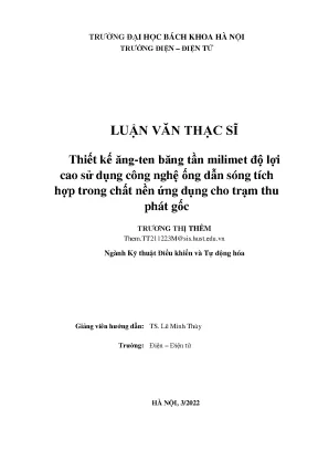 Thiết Kế Ăng-Ten Băng Tần Milimet Độ Lợi Cao Cho Trạm