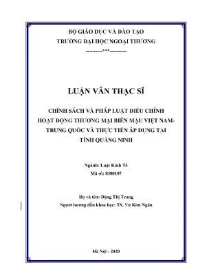 Chính Sách và Pháp Luật Điều Chỉnh Thương Mại Biên Mậu