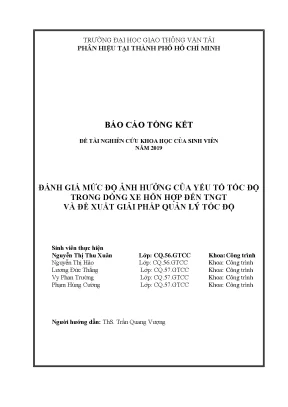 Đánh Giá Ảnh Hưởng Tốc Độ Trong Dòng Xe Hỗn Hợp Đến Tai 