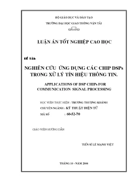 Nghiên Cứu Ứng Dụng Chip DSP Trong Xử Lý Tín Hiệu Giao Thông