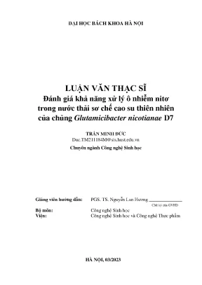 Đánh Giá Khả Năng Xử Lý Ô Nhiễm Nitơ Trong Nước Thải Cao