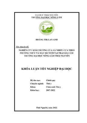 Nghiên Cứu Sinh Trưởng Gà Nhiều Cựa Tại Trại Gia Cầm Đại