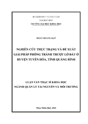 Giải Pháp Phòng Tránh Trượt Lở Đất Tại Huyện Tuyên Hóa,