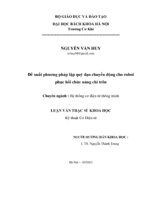 Phương Pháp Lập Quỹ Đạo Chuyển Động Cho Robot Phục Hồi