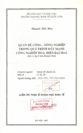 Phát Triển Quan Hệ Công - Nông Nghiệp Trong Thời Kỳ Công