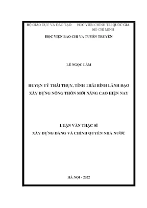 Lãnh Đạo Xây Dựng Nông Thôn Mới Nâng Cao Tại Huyện Thái