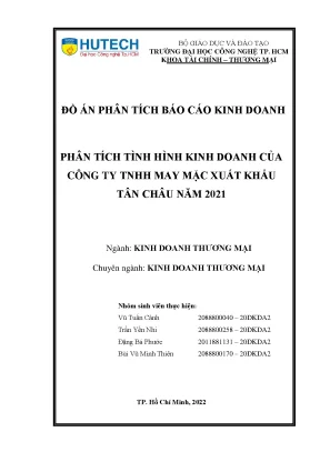 Phân Tích Tình Hình Kinh Doanh Công Ty TNHH May Mặc Xuất