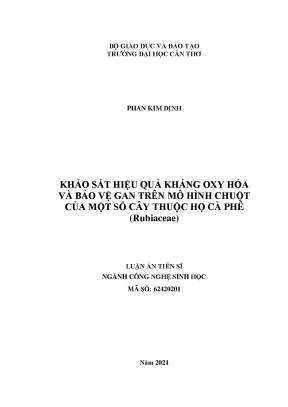Khảo Sát Hiệu Quả Kháng Oxy Hóa và Bảo Vệ Gan từ Cây