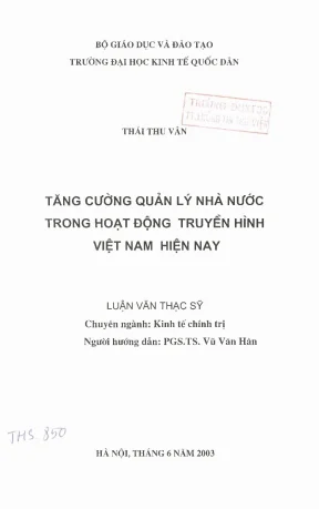 Quản Lý Nhà Nước Trong Hoạt Động Truyền Hình Việt Nam: