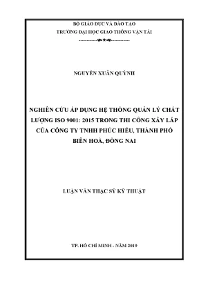 Nghiên Cứu Áp Dụng ISO 9001:2015 Trong Thi Công Xây Lắp