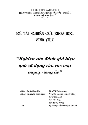 Đánh Giá Hiệu Quả Sử Dụng Mạng Riêng Ảo (VPN) Trong Giáo Dục