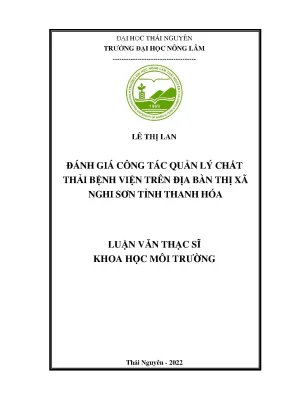 Đánh Giá Quản Lý Chất Thải Bệnh Viện Tại Thị Xã Nghi
