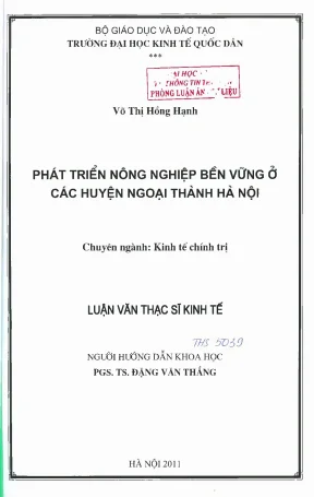 Phát Triển Nông Nghiệp Bền Vững Tại Các Huyện Ngoại