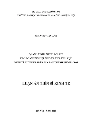 Quản Lý Nhà Nước Đối Với Doanh Nghiệp Nhỏ và Vừa Tại Hà Nội