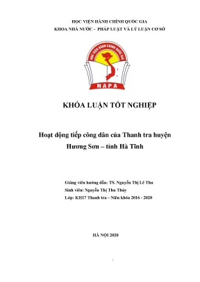 Hoạt Động Tiếp Công Dân Của Thanh Tra Huyện Hương Sơn, 