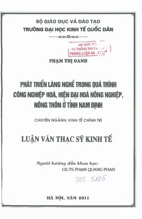 Phát Triển Làng Nghề Ở Nam Định Trong Thời Kỳ Công