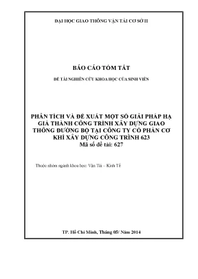 Giải Pháp Hạ Giá Thành Công Trình Xây Dựng Giao Thông