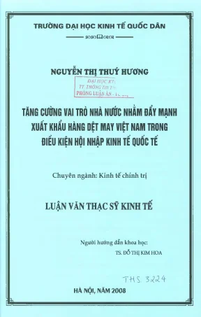 Tăng Cường Vai Trò Nhà Nước Trong Xuất Khẩu Hàng Dệt May