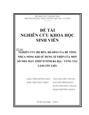 Nghiên Cứu Độ Bền và Độ Dẻo của Bê Tông Nhựa Nóng Sử 