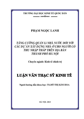 Quản Lý Nhà Nước Đối Với Dự Án Xây Dựng Nhà Ở Cho Người