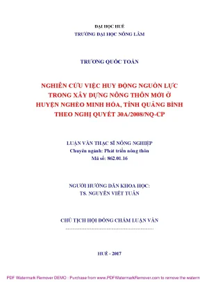 Nghiên Cứu Huy Động Nguồn Lực Xây Dựng Nông Thôn Mới Tại