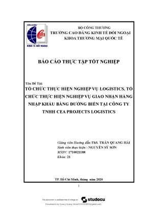 Tổ Chức Thực Hiện Nghiệp Vụ Logistics và Giao Nhận Hàng 
