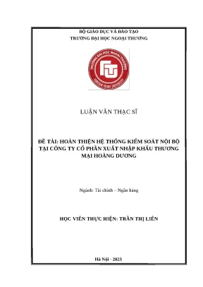 Hoàn thiện hệ thống kiểm soát nội bộ tại Công ty Cổ phần