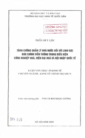 Quản lý Nhà nước trong lĩnh vực Bưu chính Viễn thông: