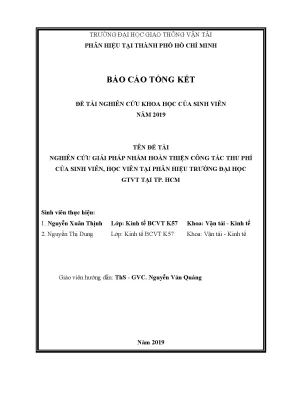 Giải Pháp Hoàn Thiện Công Tác Thu Phí Tại Trường Đại Học