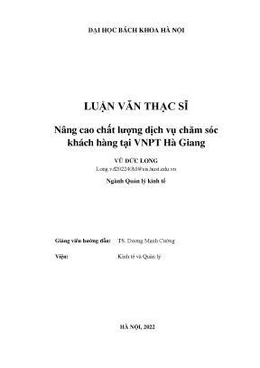 Nâng cao chất lượng dịch vụ chăm sóc khách hàng tại VNPT