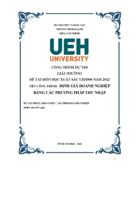 Định Giá Doanh Nghiệp Bằng Phương Pháp Thu Nhập: Nghiên