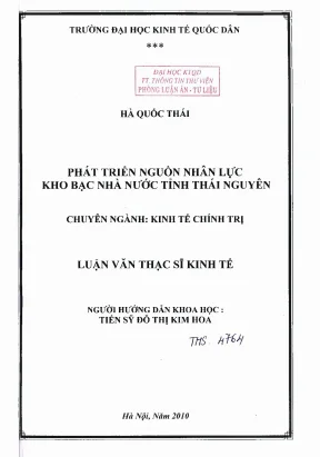 Phát Triển Nguồn Nhân Lực Tại Kho Bạc Nhà Nước Tỉnh Thái
