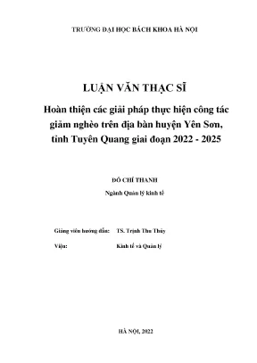 Giải Pháp Giảm Nghèo Tại Huyện Yên Sơn, Tuyên Quang Giai