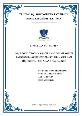Khóa Luận Tốt Nghiệp Về Hoạt Động Cho Vay Khách Hàng