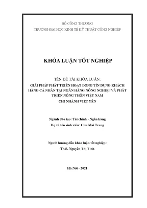Giải Pháp Phát Triển Tín Dụng Khách Hàng Cá Nhân Tại 