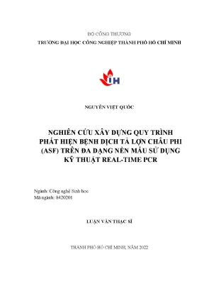 Nghiên cứu quy trình phát hiện bệnh dịch tả lợn Châu Phi