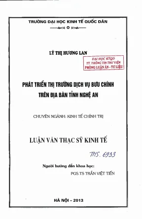 Phát Triển Thị Trường Dịch Vụ Bưu Chính Tại Tỉnh Nghệ An
