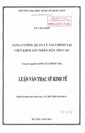 Tăng Cường Quản Lý Tài Chính Tại Viện Kiểm Sát Nhân Dân
