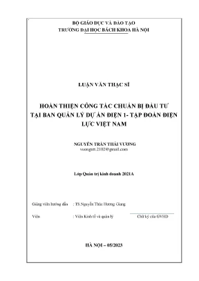 Hoàn thiện công tác chuẩn bị đầu tư tại Ban quản lý dự