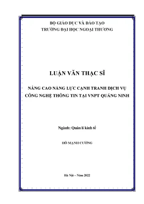 Nâng Cao Năng Lực Cạnh Tranh Dịch Vụ Công Nghệ Thông Tin 