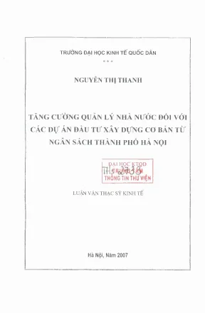 Tăng Cường Quản Lý Nhà Nước Đối Với Các Dự Án Đầu Tư Xây