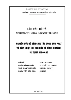 Nghiên Cứu Về Bê Tông Xi Măng Sử Dụng Xỉ Lò Cao Nghiền Mịn