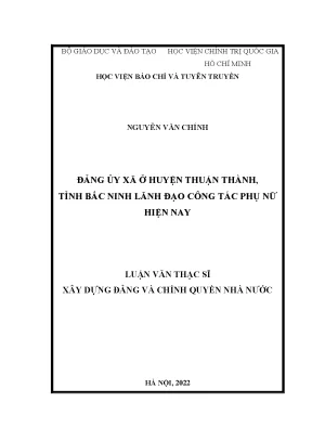 Tăng Cường Lãnh Đạo Công Tác Phụ Nữ Tại Đảng Ủy Xã Ở
