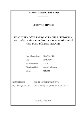 Nâng cao quản lý chất lượng xây dựng tại Công ty Cổ phần
