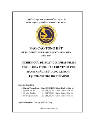 Giải Pháp Tối Ưu Hóa Thời Gian Chuyến Đi Xe Buýt Tại TP 