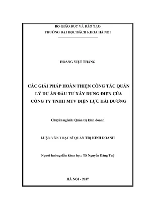 Giải Pháp Tối Ưu Quản Lý Dự Án Đầu Tư Xây Dựng Điện